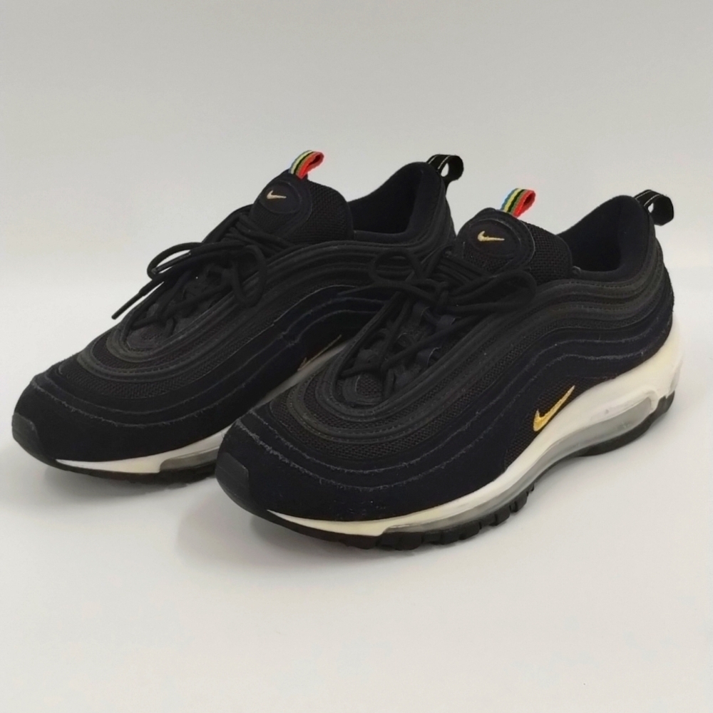 Nike Air Max 97 QS Athletic Lace Up Running Shoe Mens Size 7 black gold swish